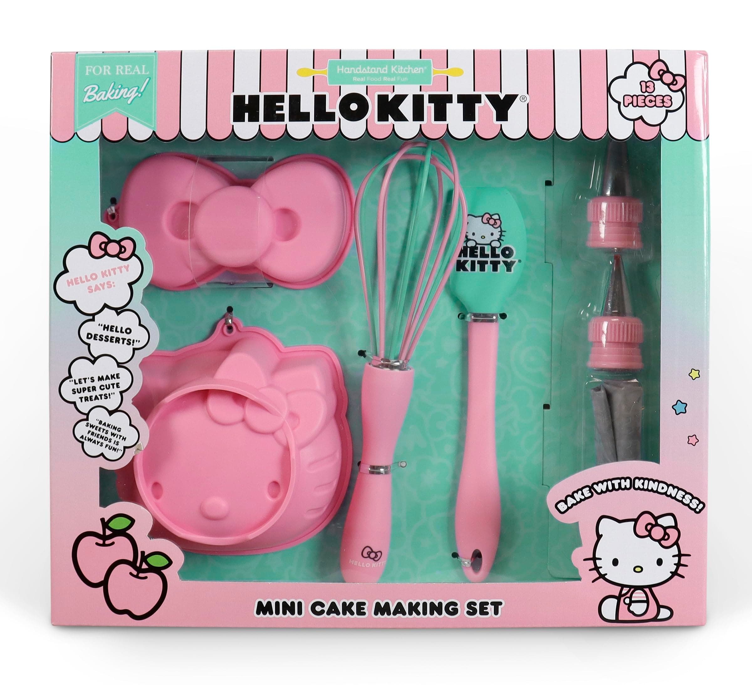 Handstand Kitchen Hello Kitty Cake Baking Set with Kitty Face and Bow Mini Cake Molds and More