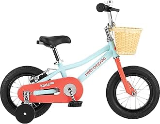 RetrospecKoda Plus Kids Bike for Boys & Girls Ages 2-3 Years - 12" Children's Bicycle, Adjustable Seat & Handlebars, Removable Training Wheels, Front Hand Brakes, Rear Coaster Brake & Safety Bell