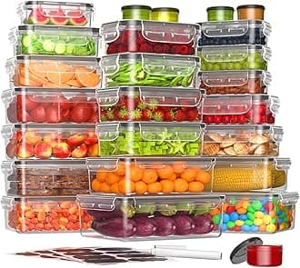 50 Pcs Food Storage Containers with Lids Airtight (25 Containers & 25 Lids)