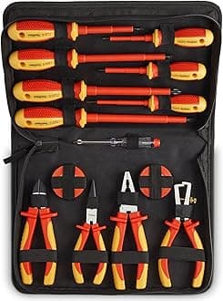 VonHaus Electrician Screwdriver and Pliers Tool Set - Insulated Screwdriver Set for Safe Electrical Work - VDE Screwdrivers, Basic Tool Kit - 1000V VDE Tested - Includes Voltage Tester & Tape