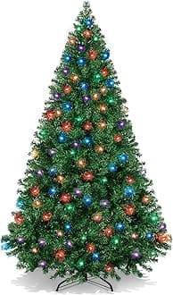Best Choice Products 6ft Pre-Lit Christmas Tree Premium Hinged Artificial Pine Lighted Holiday Tree for Home, Office w/ 1,000 Branch Tips, 250 Multicolored Lights, Metal Hinges, Foldable Base