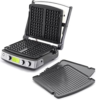 Elite 7-in-1 Multi-Function Contact Grill & Griddle, Healthy Ceramic Nonstick, Grill & Waffle Plates, Adjustable Shade & Shear, Closed Press/Open Flat Surface, PFAS-Free, Graphite