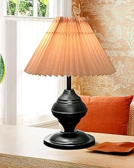 Homesake Black Metal Table Lamp | for Living Room | Modern Bedside Light wit...