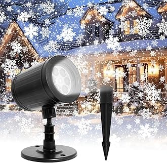 Christmas Projector Lights Outdoor,LED Snowfall Lights Waterproof,Dynamic Snowflake Christmas Projector Lights for Indoor Outdoor Landscape Christmas Decoration,Holiday,Wedding,Home Garden Decor Light