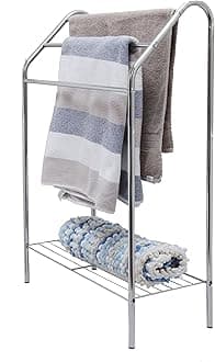 Chrome Floor Standing Towel Rack Stand Rail with Lower Shelf(Floor Standing Towel Rack)
