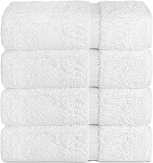 Chakir Turkish Linens Hotel & Spa Quality, Highly Absorbent Towel Set (Bath Towel - Set of 4, White)