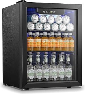 Antarctic Star - Fridge Drink Cooler 68 Cans Mini Fridge with Glass Door for Beverage Wine Beverage Freestanding Small Fridge with Electronic Temperature Control