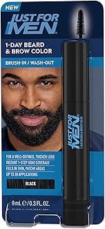 Just for Men 1-Day Beard & Brow Color, Temporary Color for Beard and Eyebrows, For a Fuller, Well-Defined Look, Up to 30 Applications, Black