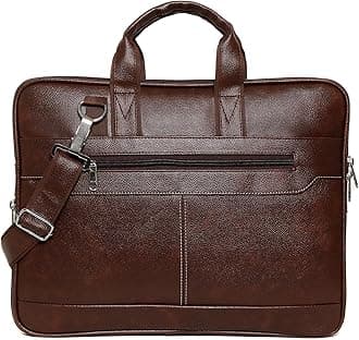 - 14 Inch Laptop Office Bag for Men & Women | Premium Synthetic Leather Business Briefcase | Padded Compartment | Adjustable Shoulder Strap