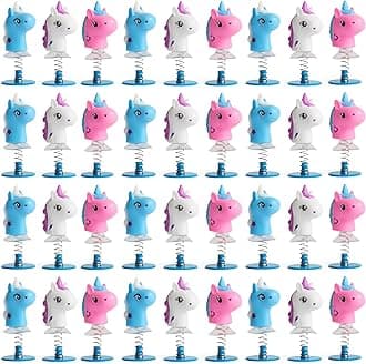 THE TWIDDLERS - 36 Unicorn Jumping Dolls for Kids, 6cm - Bulk Gifts for Girls Birthday Party, Jumping Toys Gift Set and Goodie Bag Fillers