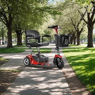 Electric Mobility Scooter for Adults, 12MPH Foldable Scooter with 18.6MPH Long Range Battery, Commuter Scooter, Portable Lightweight Design for Urban Travel (3-Wheel, Red)