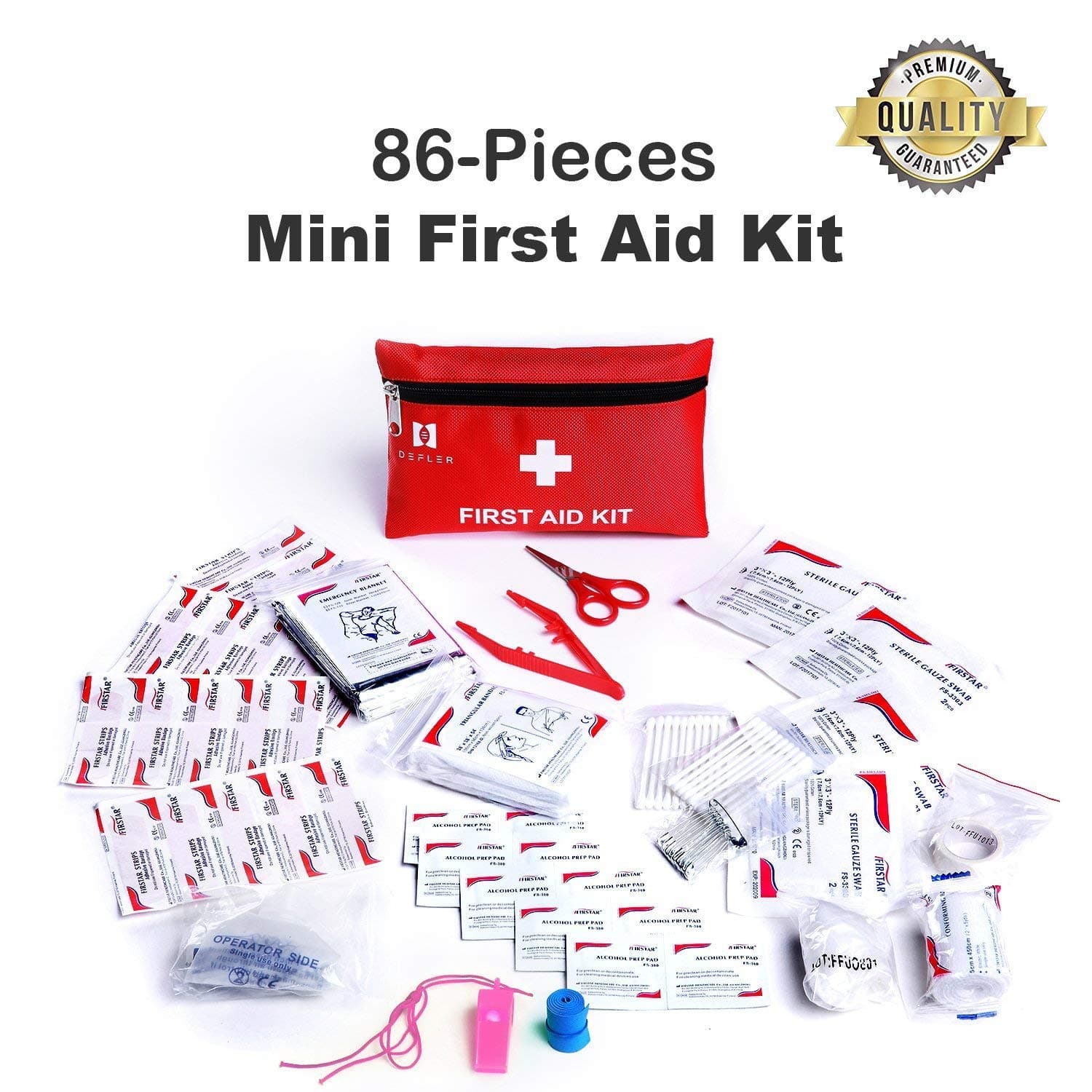 Small First Aid Kit, 86pcs Mini First Aid Kits Compact,Lightweight Medical Supplies Includes Alcohol Prep Wipes Gold Foil Blanket, CPR Face Mask Ideal for Emergencies at Home and Survival Situations