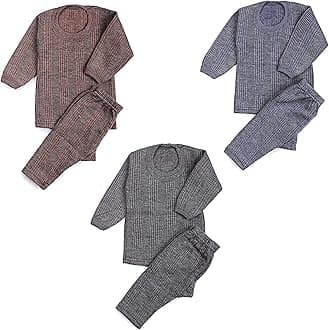 PURSUE FASHION Unisex Kids Winter Wear Fleece Front Open Thermal Innerwear Top & Full Pant Woolen Warmer Combo Set for Girls Boys, Kids Unisex Body Warmer Thermal (Set of 3)