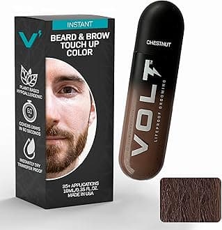 VOLT Grooming Temporary Instant Beard Color for Men, Quick Drying Plant-Based Brush On Beard, Hair, Mustache & Eyebrow Color, Safe for Sensitive Skin, Chestnut Brown Red, 1 Pack, Up to 35 Applications