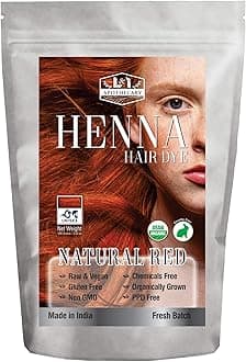 L&I Apothecary Organic Natural RED Henna Hair Dye - USDA Certified Organic, All Natural Plant-based, Gluten Free, Cruelty Free Hair Color for Natural Hair Conditioning