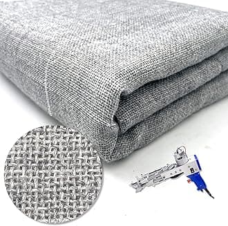 45" x 45" Large Primary Tufting Cloth with White Grid for Tufting Gun, Gray Primary Rug Backing Fabric, Monks Cloth for Punch Needle – Includes Yarn Threader, Glue Scrapers