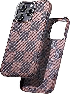 Aramid Fiber Case for iPhone 16 Pro, Compatible with Magnet, Slim & Light, Case-Less Touch Feeling, Checkerboard
