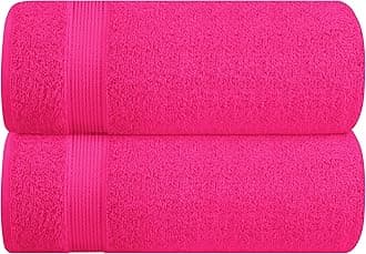 Cotton 2 Pack Oversized Bath Sheet 35x70, Large Bath Sheet, Ultra Soft, Absorbent, Compact, Eco-Friendly, Recyclable, Quick Drying and Lightweight Towel - HOT Pink