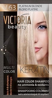 Victoria Beauty Keratin Therapy Hair Colour Shampoo – Temporary Hair Dye, Lasts 4 – 8 washes, Ammonia and Oxidant-Free, Pack of 6x40 ml (Platinum Blonde)