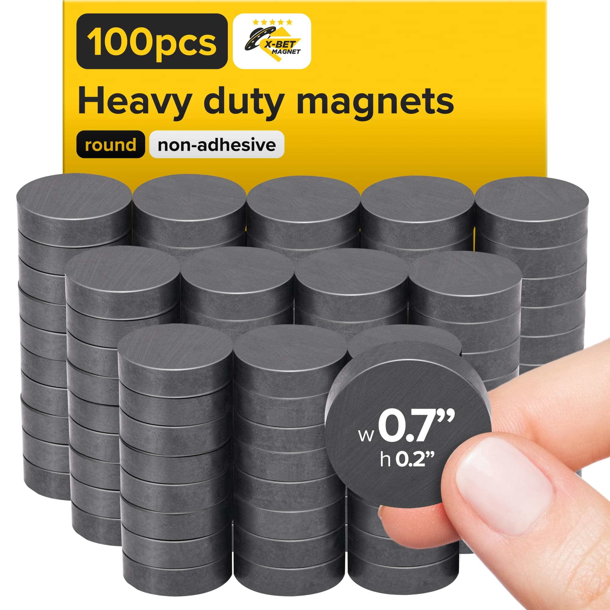 Ultra-Strong Ceramic Round Magnets (0.7x0.2"/18x5mm, 100 pcs) - Heavy Duty Magnets, Non-Corrosive, High Thermal Resistance, Versatile For Home, Office, Workshop, Whiteboard, Fridge And Hobby Use
