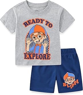 Blippi Boys Short Sleeve T-shirt and Short 2 Piece Set for Toddler 2T to Big Kids