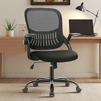 Home Office Managerial Executive Chair, Ergonomic Mesh Adjustable Swivel Mid-Back Chair with Comfortable Lumbar Support, Comfy Arms for Bedroom,Study,Student