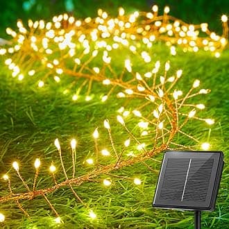 Solar Lights for Outside, 2 Packs Total 39Ft 480 LED Outdoor Solar String Lights, 8 Modes Firecracker Twinkle Lights for Tree Patio Christmas Party Wedding Decor (Warm White)