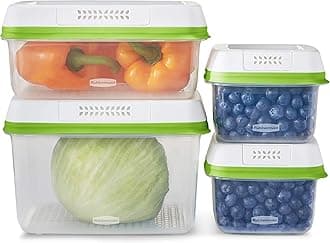 FreshWorks Produce Saver, Medium and Large Storage Containers, 8-Piece Set, Set of 4, Med & Lg