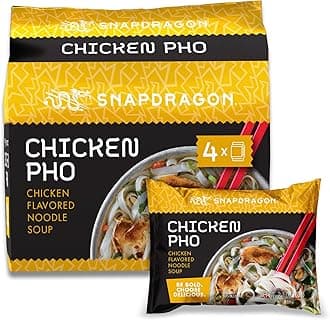 - Snapdragon Chicken Pho Instant Noodle Packets 4-Pack | Rich Chicken Flavored Broth with Rice Noodles, Gluten Free, No Artificial Flavors, 4 2.1oz Packets