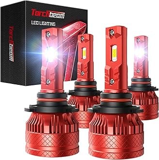 Torchbeam 9005/HB3 9006/HB4 LED Bulbs Combo，96000LM 800% Super Brighter 6500K Cool White 9005 9006 Fog Lights with Cooling Fan, IP68, 60000Hrs Long Lifespan, Plug and Play, Pack of 4