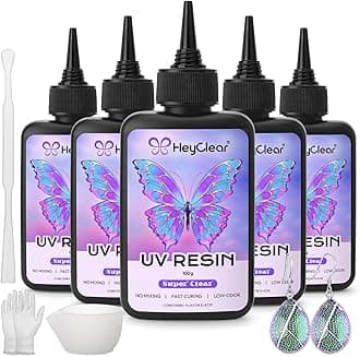 HeyClear 500g UV Resin kit with Casting Tools -Super Clear, Hard, Low Odor, Premixed UV Epoxy Fast Curing for Beginners Jewelry Making, DIY Crafts, Coating and Resina Art