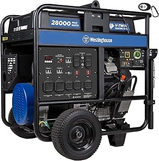 28000 Peak Watt Home Backup Portable Generator, Remote Electric Start with Auto Choke, Transfer Switch Ready 30A & 50A Outlets, Gas Powered, CO Sensor,Blue