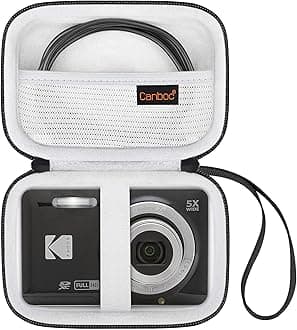 Canboc Hard Case for Kodak PIXPRO Friendly Zoom FZ55 / FZ53 / FZ43 16MP Digital Camera, Mesh Pocket fits SD Card, USB Charging Adapter, USB Cable, Black