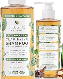 Tree To Tub Peppermint Shampoo for Oily Hair & Sensitive Scalp - Gentle Clarifying Shampoo for Build Up, Sulfate Free Anti Residue Hair Shampoo for Women & Men w/Organic Argan Oil, Natural Aloe Vera