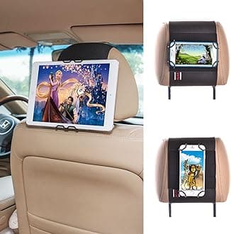 TFY Universal Smartphone & Tablet Car Headrest Mount Holder Compatible with iPhone 14 Pro Max / 14 Plus / 13 12 Pro / 11 / XS Max / 8 Plus / 7 & iPad mini 6 - S22 / S21 - Huawei Mate 50 Pro and More