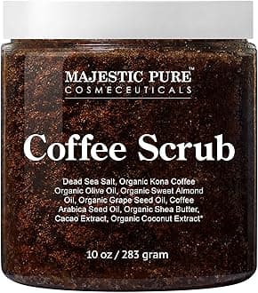 MAJESTIC PURE Arabica Coffee Scrub - All Natural Exfoliating Body Scrub for Skin Care, Stretch Marks, Acne & Cellulite, Reduce the Look of Spider Veins, Eczema, Age Spots & Varicose Veins - 10 Ounces