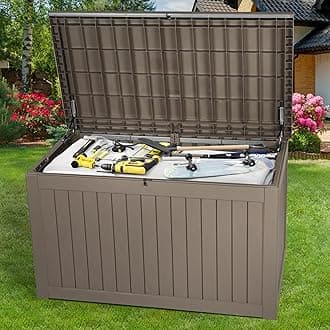 YITAHOME 230 Gallon Large Outdoor Storage XXL Deck Box for Patio Furniture, Outdoor Cushions, Garden Tools and Sports/Pools Equipment, Waterproof Resin, Lockable, TaupeGlobal Recycled StandardGlobal Recycled StandardGlobal Recycled Standard