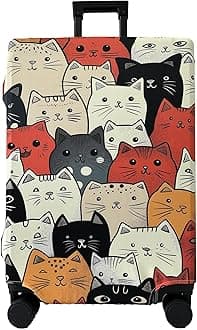 Luggage Cover Washable Suitcase Cover Suitcase Protector Anti-scratch Fits 25-26 Inch Luggage (Cute Cat, L)