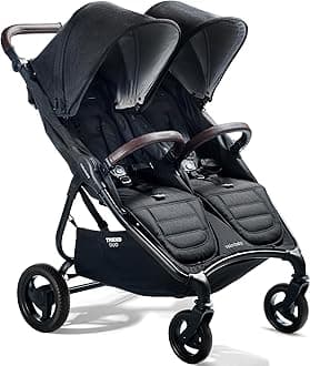 Trend Duo Double - Side by Side Double Stroller for Newborn and Toddler - Easy Compact Fold, Multi-Position Recline, Large Canopy Infant Twin Stroller 2025 (Night Black)