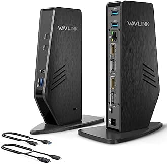 WAVLINK USB 3.0 and USB-C Universal Laptop Docking Station Dual Monitor, Support for Windows and Mac, 5K/Dual 4K@60Hz Computer Dock (2 HDMI, 2 DP, 3 USB 3.0, 2 USB-C, Ethernet, Audio&Mic)