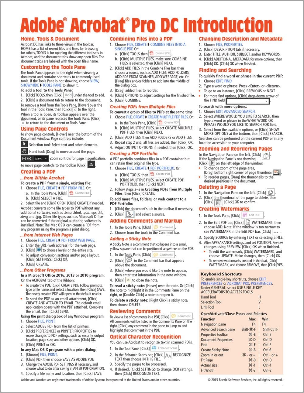 Adobe Acrobat Pro DC Introduction Quick Reference Guide (Cheat Sheet of Instructions, Tips & Shortcuts - Laminated Card) Pamphlet – August 3, 2015