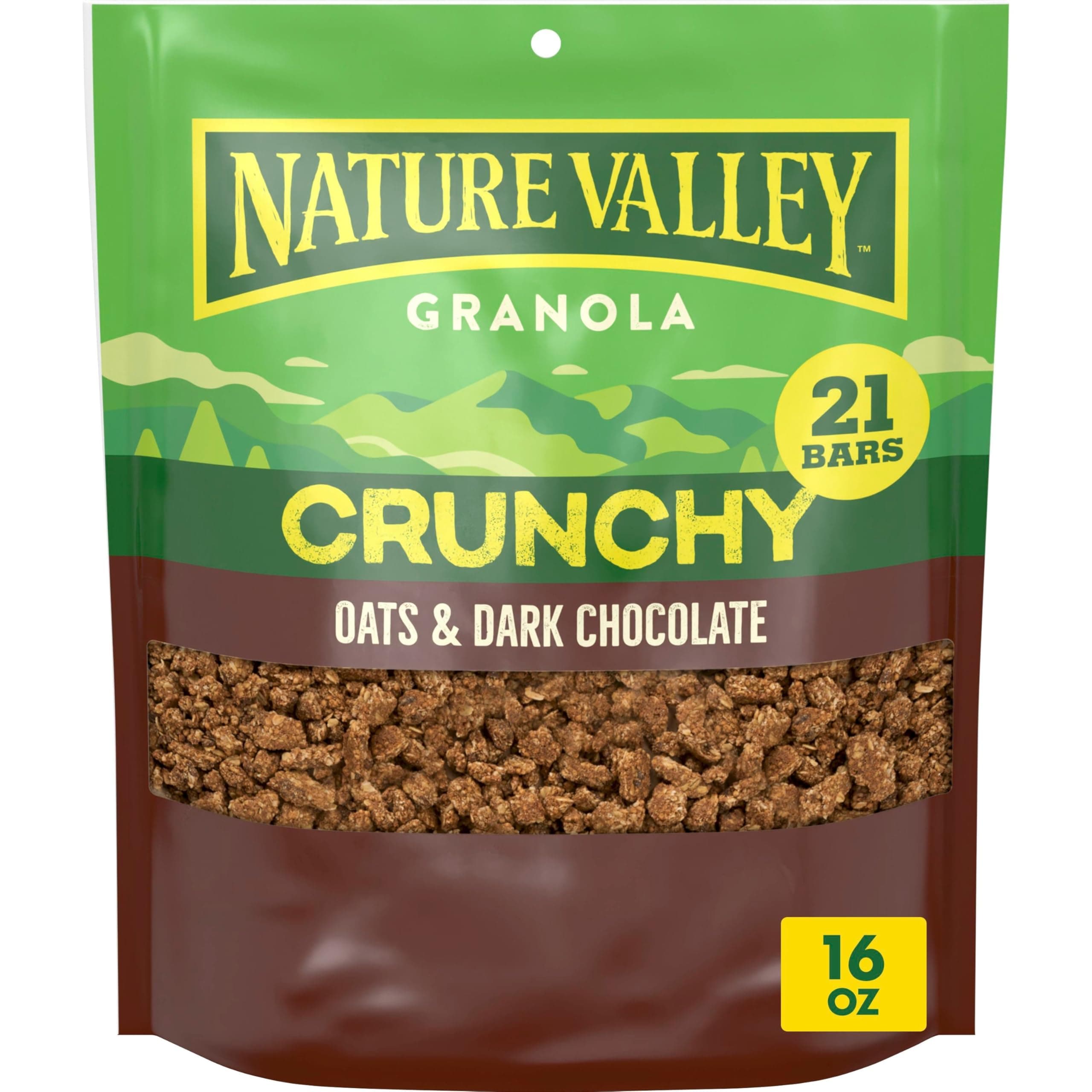 Crunchy Granola, Oats and Dark Chocolate Granola, Resealable Snack Pouch, 16 oz