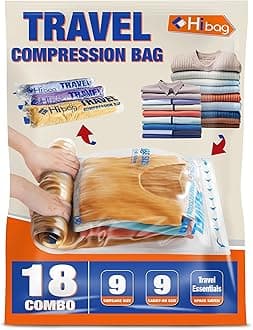18 Compression Bags for Travel Essentials, Vacuum Packing Space Saver Bags for Cruise Accessories (18-Travel)