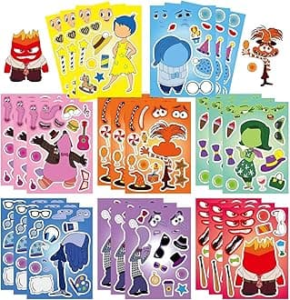 24 PCS Inside Ou-t DIY Stickers Party Gift Set for Kids, Make a Face Art Craft Stickers for Goodie Candy Bag Fillers, Cute Decoration Birthday Party Supplies, Bag Fillers, Gifts for Boys Girls