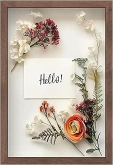 FrameWorks 12" x 18" Dark Oak Wooden Shadow Box Frame – Soft Felt Back, Tempered Glass, and Included Elegant White Ball Push Pins