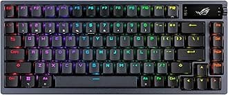 ASUS ROG Azoth 75 Wireless DIY Custom Gaming Keyboard, OLED Display, Gasket-Mount, Three-Layer Dampening, Hot-Swappable Pre-lubed ROG NX Red Switches & Keyboard Stabilizers, ABS Keycaps, RGB-Black
