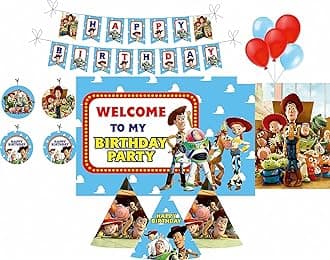 PRETTY UR PARTY Toy Story Party decorations Kit - 70 pcs includes Banner, bunting, balloons, centerpiece, danglers, Toy Story Party Supplies, Birthday Decor, DIY Décor Pack for kids