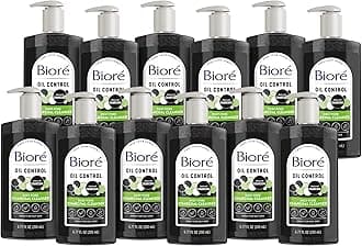 Biore Deep Pore Charcoal Face Wash, Daily Facial Cleanser for Dirt & Makeup Removal, for Oily Skin, 6.77 Oz, Pack of 12