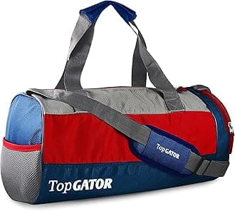 TopGator Gym Bag Sports Duffel with Shoe Compartment 34 L (Red/Navy)