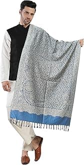 GenericMen's Kashmiri Stylish Woolen Jamawar Ambi Design Shawl, Stole for Men| Perfect for Winter and Gifts [SIZE:40X80 Inches]